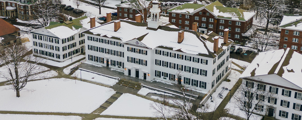 Aerial short of Dartmouth Hall