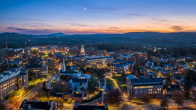 Night shot of Dartmouth campus