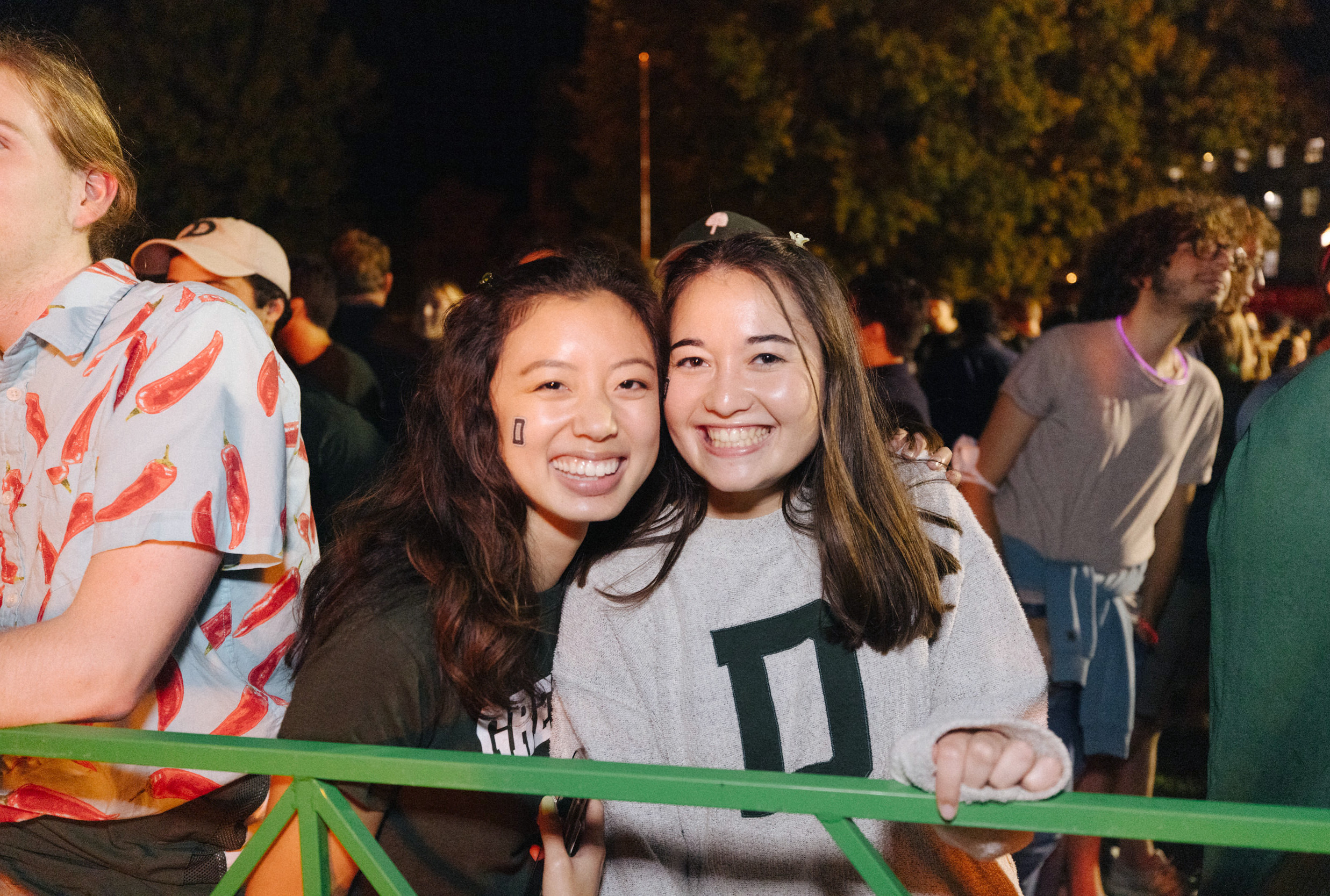 students at the Homecoming bonfire