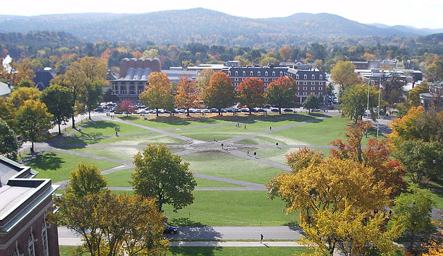 An aerial shot of the green. 