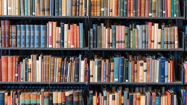 Books on the shelf in a library