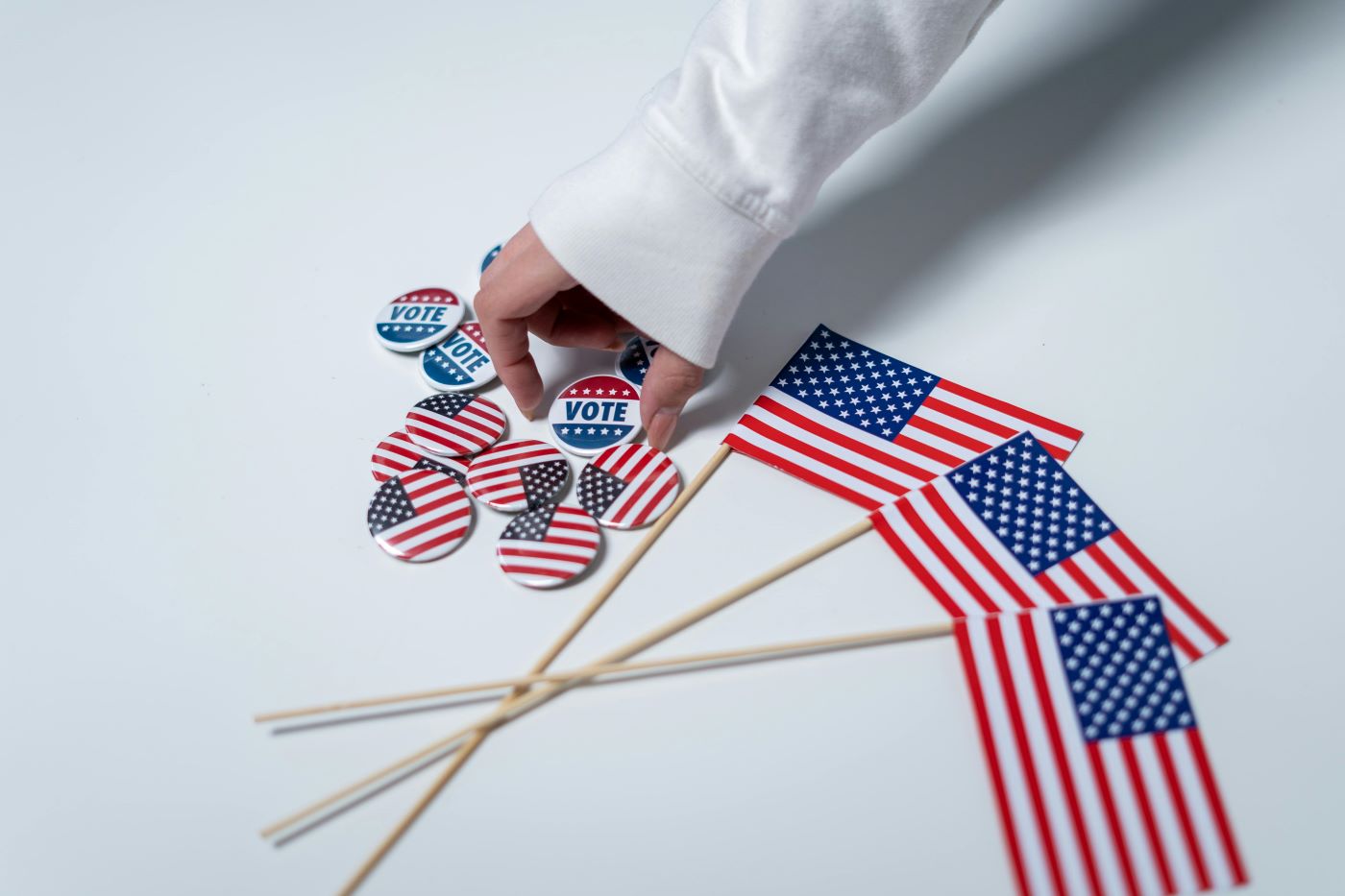 American Flags and Voting Buttons