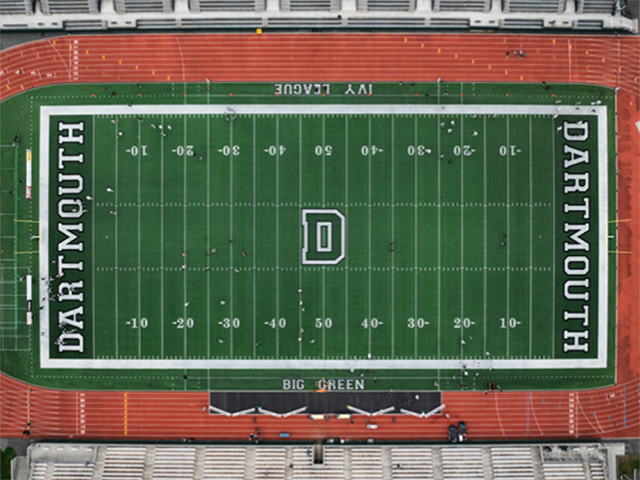 An aerial shot of Memorial Field